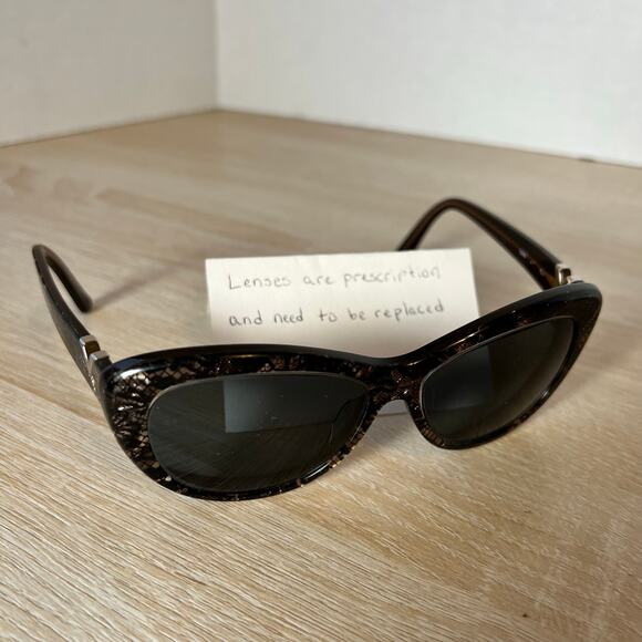 Valentino V628S 712 Sunglasses FRAMES ONLY Black Silver Cat Eye 54-14-135 main image 10